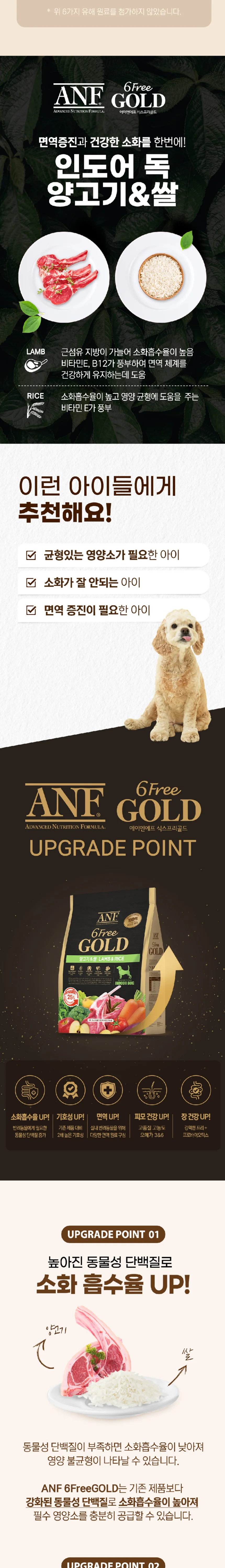 ANF 6free 골드 인도어 독 양고기+쌀 1.6kg 상세 이미지 2