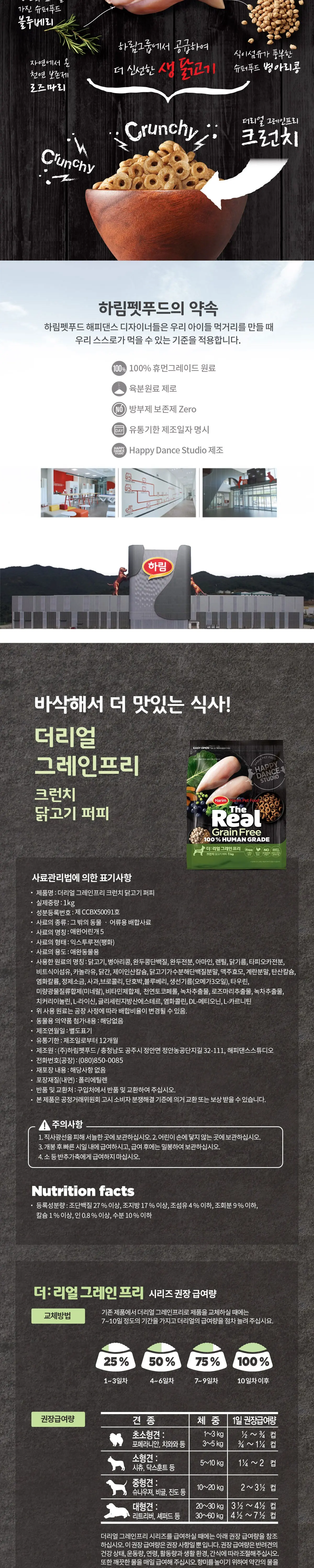 하림펫푸드 더리얼 그레인프리 크런치 퍼피 건식사료 상세 이미지 2