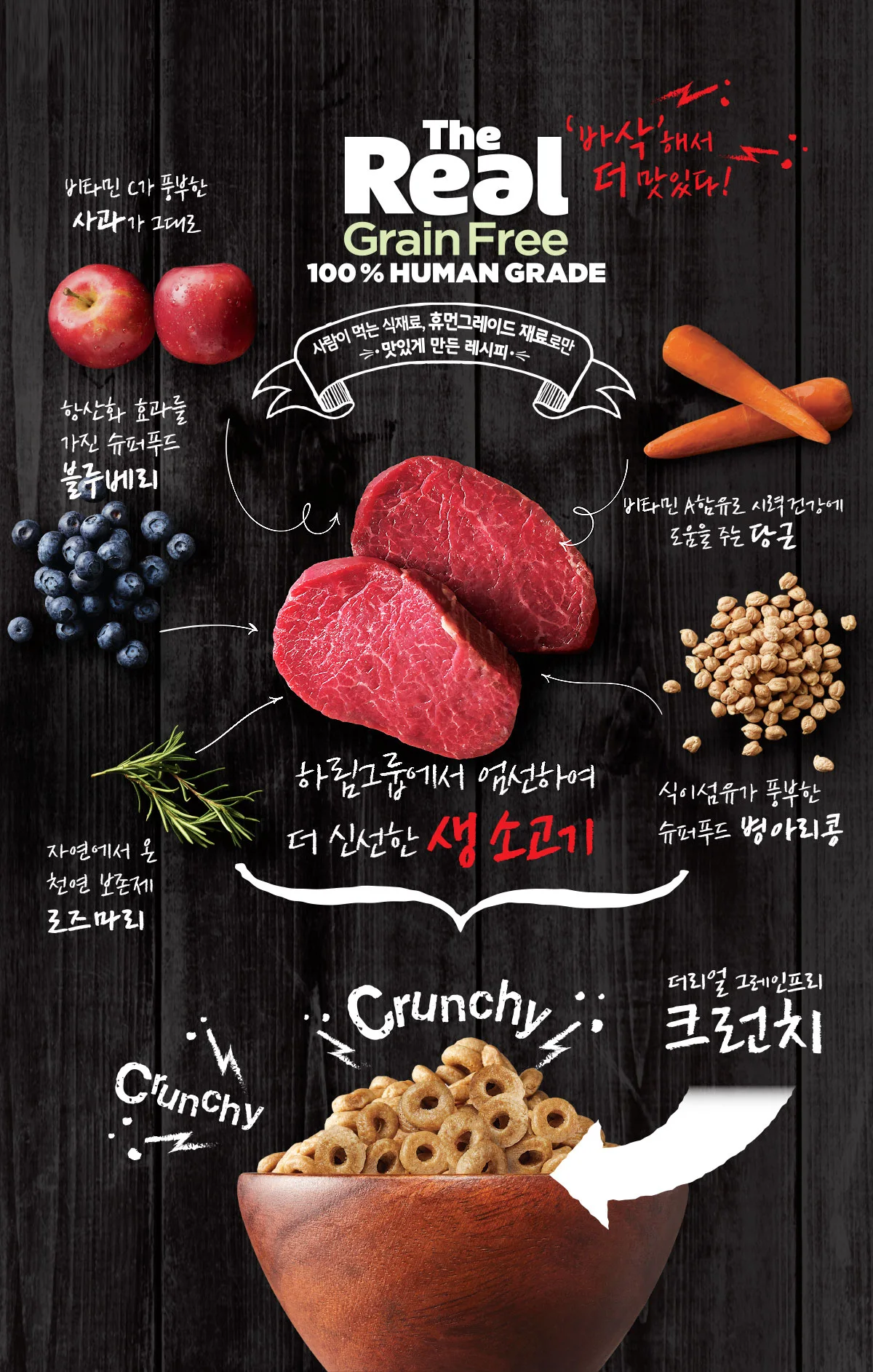 하림펫푸드 어덜트 강아지 더리얼 그레인프리 크런치 건식사료 1kg 상세 이미지 3